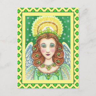 ST. PATRICK'S DAY KLEEBLATT ANGEL, IRISH SESSINGS FEIERTAGSPOSTKARTE