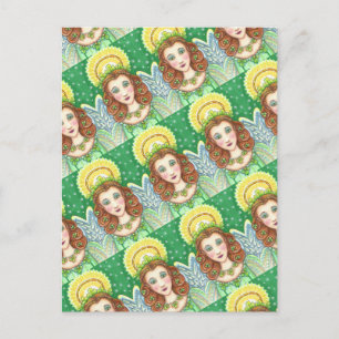 ST. PATRICK'S DAY KLEEBLATT ANGEL, IRISH SESSINGS FEIERTAGSPOSTKARTE