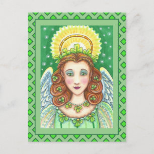 ST. PATRICK'S DAY KLEEBLATT ANGEL, IRISH SESSINGS FEIERTAGSPOSTKARTE