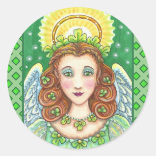 ST. PATRICK'S DAY KLEEBLATT ANGEL, IRISH SESSINGS RUNDER AUFKLEBER