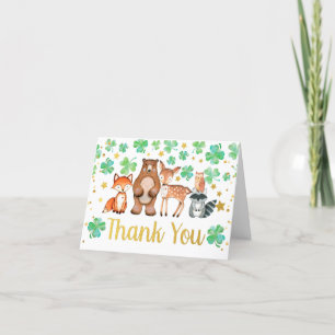 St Patrick's Day Kleeblatt Animals Baby Shower Dankeskarte