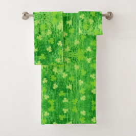 St Patrick's Day Kleeblatt Badezimmer Handtuchshau Badhandtuch Set