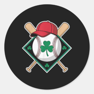 St Patricks Day Kleeblatt Baseball Irish for Kids Runder Aufkleber