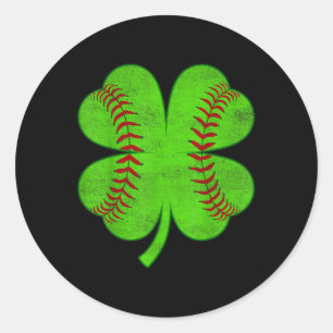 St Patricks Day Kleeblatt Baseball Klee Lucky Kid Runder Aufkleber