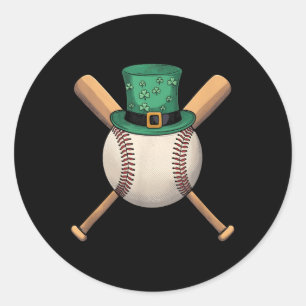 St Patricks Day Kleeblatt Baseball Leprechaun Hat Runder Aufkleber