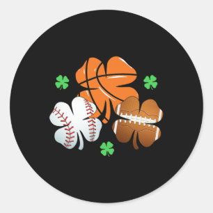 St Patricks Day Kleeblatt Basketball Baseball Iris Runder Aufkleber