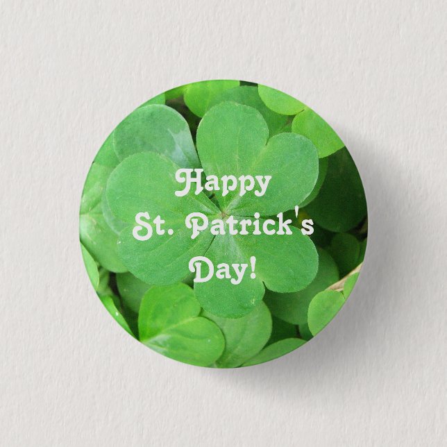 St. Patrick's Day Kleeblatt Button (Vorderseite)