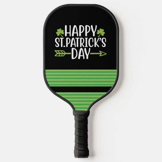 St. Patrick's Day Kleeblatt Clover on green Pickleball Schläger (Vorderseite)
