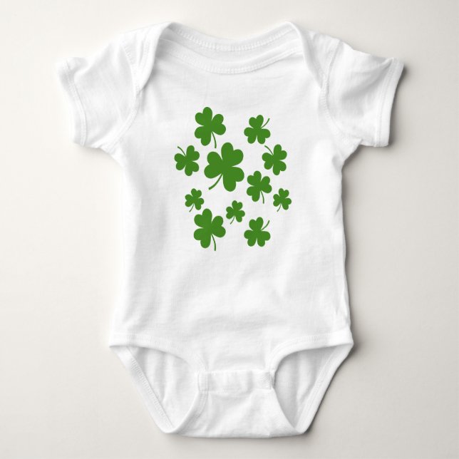 St Patrick's Day Kleeblatt Clover Pattern Baby Strampler (Vorderseite)