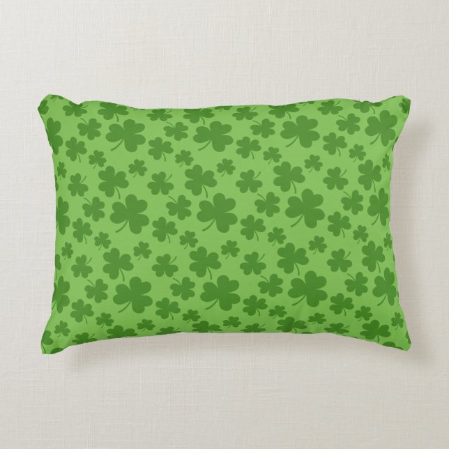 St Patrick's Day Kleeblatt Clover Pattern Dekokissen (Vorderseite)