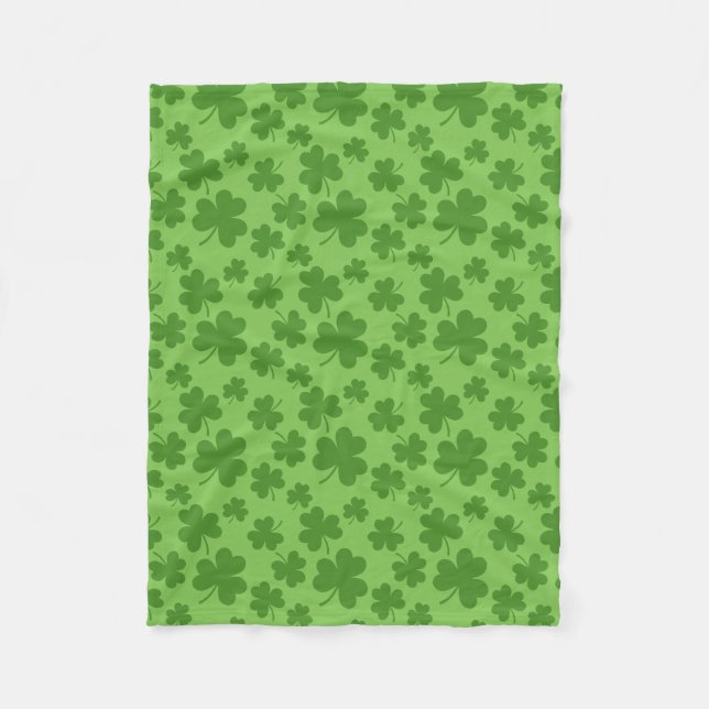St Patrick's Day Kleeblatt Clover Pattern Fleecedecke (Vorderseite)