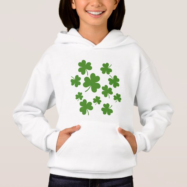 St Patrick's Day Kleeblatt Clover Pattern Hoodie (Vorderseite)