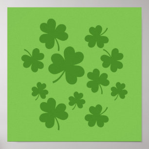 St Patrick's Day Kleeblatt Clover Pattern Poster