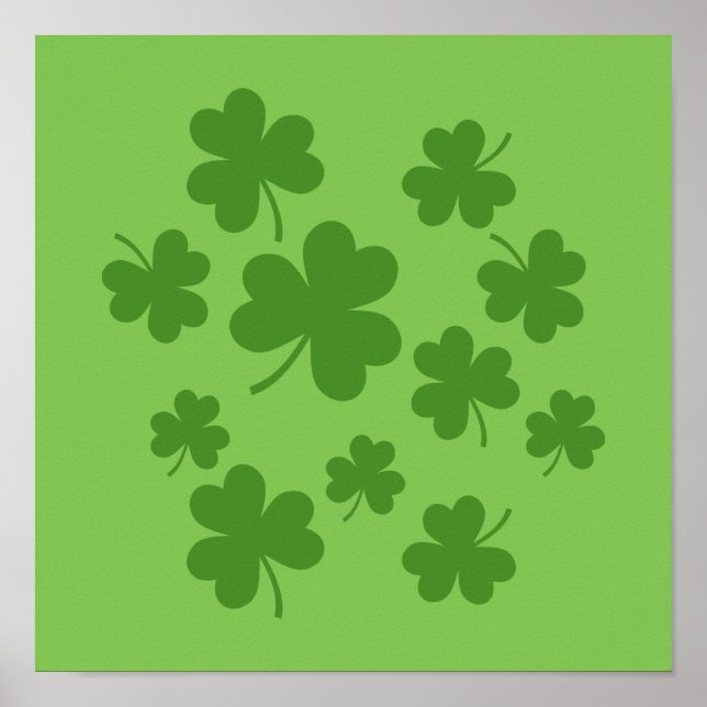 St Patrick's Day Kleeblatt Clover Pattern Poster (Vorne)