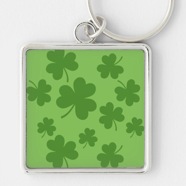 St Patrick's Day Kleeblatt Clover Pattern Schlüsselanhänger (Vorne)