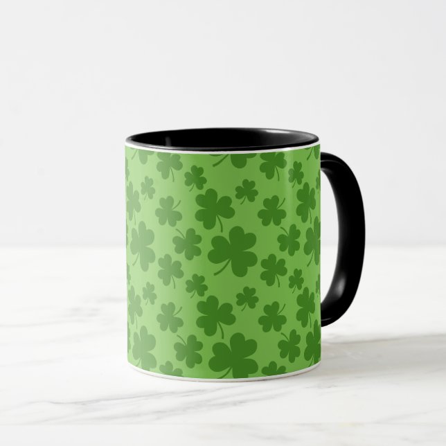 St Patrick's Day Kleeblatt Clover Pattern Tasse (VorderseiteRechts)