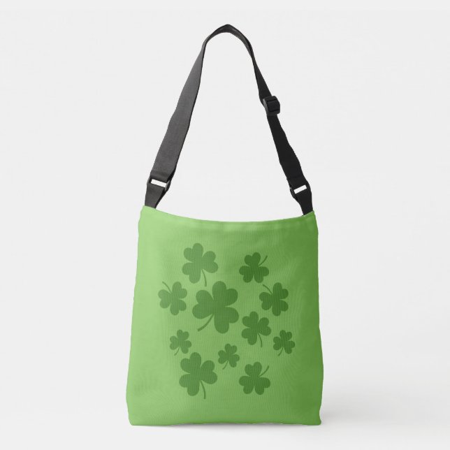 St Patrick's Day Kleeblatt Clover Pattern Tragetaschen Mit Langen Trägern (Vorderseite)