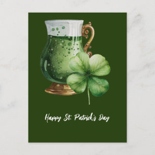 St. Patrick's Day Kleeblatt Clover und Bierpuppe Postkarte