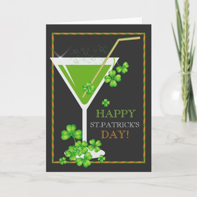 St.Patricks Day Kleeblatt Cocktail Grußkarte Karte (Vorderseite)