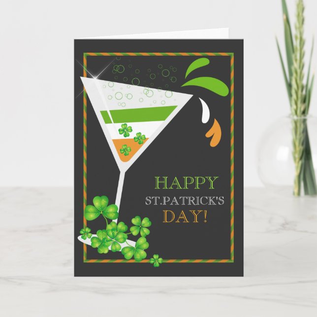 St.Patricks Day Kleeblatt Cocktail Grußkarte Karte (Vorderseite)