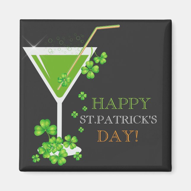 St. Patricks Day Kleeblatt Cocktail Magnet (Vorne)