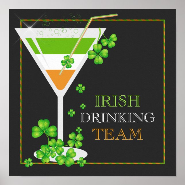 St. Patricks Day Kleeblatt Cocktail Poster (Vorne)