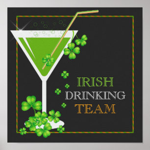 St. Patricks Day Kleeblatt Cocktail Poster