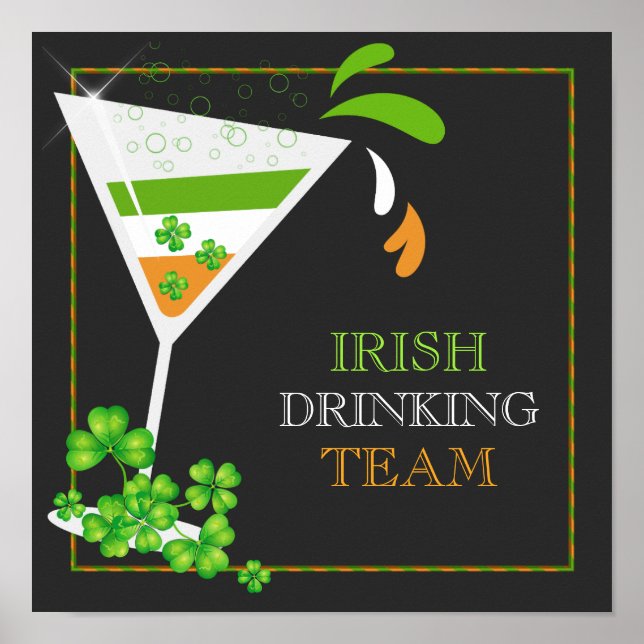 St. Patricks Day Kleeblatt Cocktail Poster (Vorne)