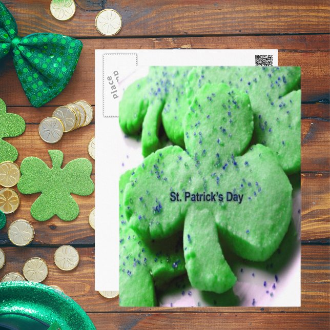 St. Patrick's Day Kleeblatt Cookies Postkarte (St. Patrick's Day Shamrock Cookies Postcard)