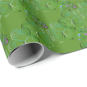 St. Patrick's Day Kleeblatt Curly Green Geschenkpapier