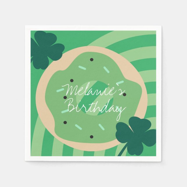 St Patricks Day Kleeblatt Donut Greenery Party Serviette (Vorderseite)