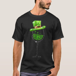 St Patrick's Day Kleeblatt Drinken Weinglas Hut T-Shirt