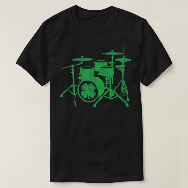 St Patricks Day Kleeblatt Drum Irish Green Drummer T-Shirt (Design vorne)
