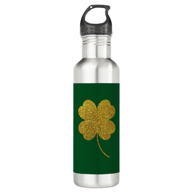 St. Patrick's Day Kleeblatt Edelstahlflasche (Vorderseite)