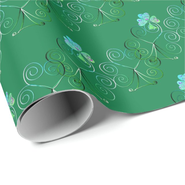 St. Patrick's Day Kleeblatt Geschenkpapier (Rolleneckpunkt)