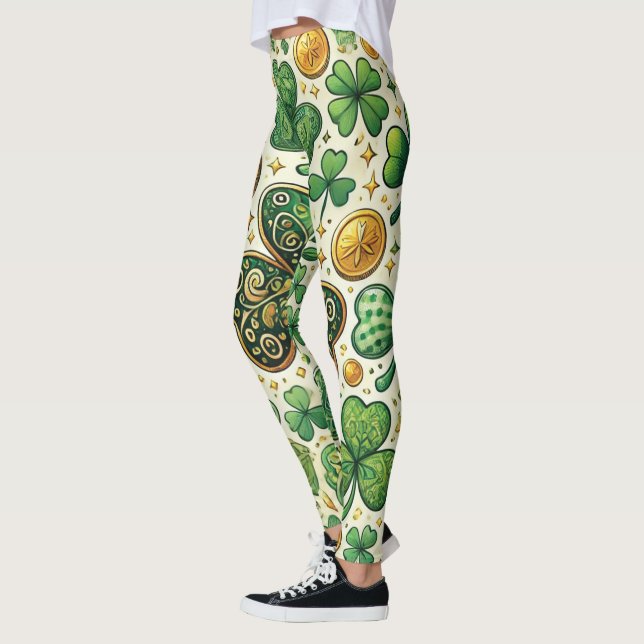 St. Patrick's Day Kleeblatt & Gold Women's Leggings (Links)