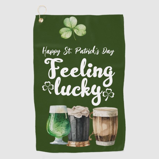 St. Patrick's Day Kleeblatt Golf Handtuch (Vorderseite)