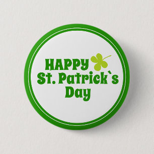 St Patrick's Day Kleeblatt Green Button