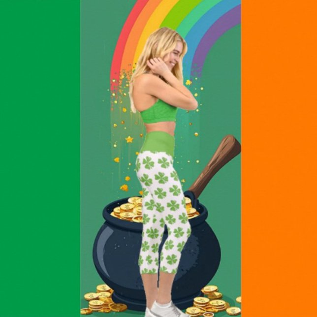 St. Patrick's Day Kleeblatt Hochgebirgskette Capri Leggings (Von Creator hochgeladen)