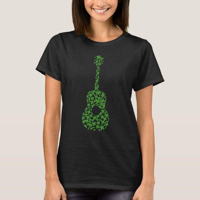 St Patricks Day Kleeblatt Klassische Gitarrenmusik T-Shirt (Vorderseite)
