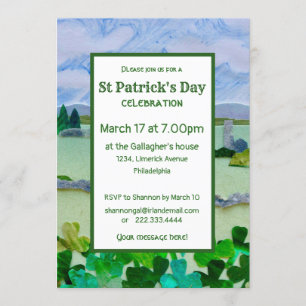 St Patrick's Day Kleeblatt Landschaft Einladung