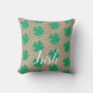 St Patrick's Day Kleeblatt Leaf Green Gold Glitzer Kissen
