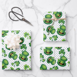 St. Patrick's Day Kleeblatt Leprechaun's Hat Green Geschenkpapier Set