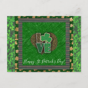 St Patricks Day Kleeblatt Liebe Postkarte