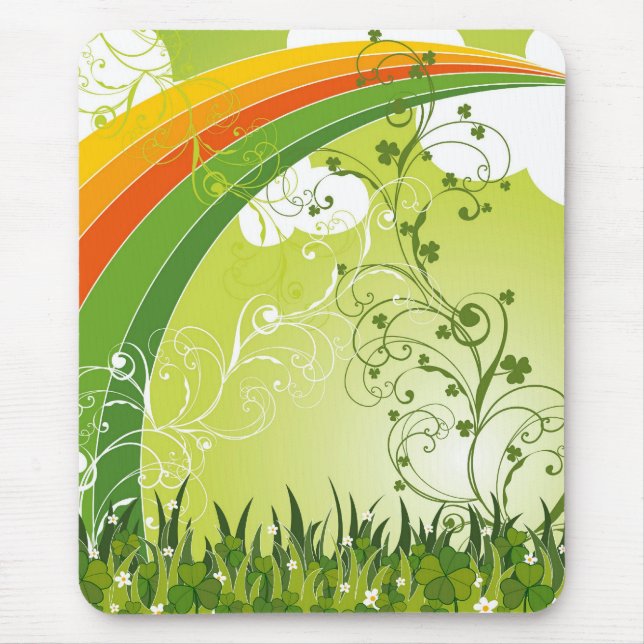 St. Patrick's Day Kleeblatt Lucky Clovers Blätter Mousepad (Vorne)