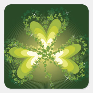 St. Patrick's Day Kleeblatt Lucky Klee Leaf Quadratischer Aufkleber