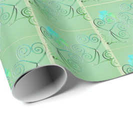 St. Patrick's Day Kleeblatt Misty Green Geschenkpapier