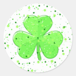 St Patrick's Day Kleeblatt mit Sternen und Fußklöt Runder Aufkleber