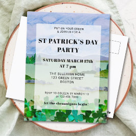 St Patrick's Day Kleeblatt Party Einladung Postkarte