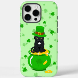 St. Patrick's Day Kleeblatt Pot of Gold Black Cat iPhone 16 Pro Max Hülle